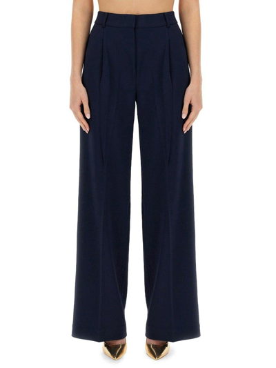 Shop Michael Kors Straight Leg Tailored Trousers In Midnight Blue