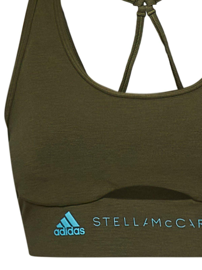Shop Adidas By Stella Mccartney Logo Printed Cropped Top In Verde