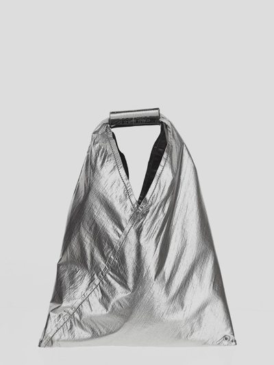 Shop Mm6 Maison Margiela Metallic Effect Tote Bag In Argento
