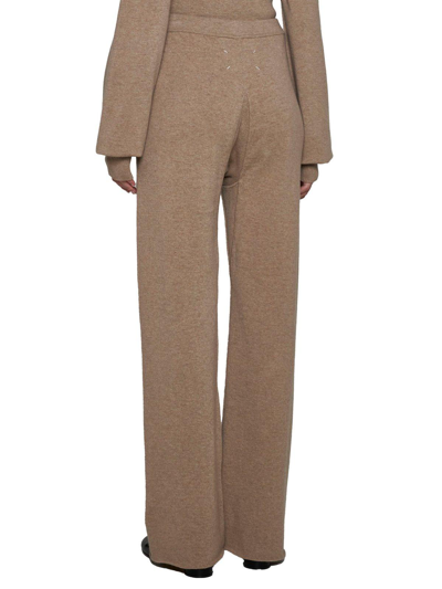 Shop Maison Margiela Drawstring Knitted Trousers In Beige