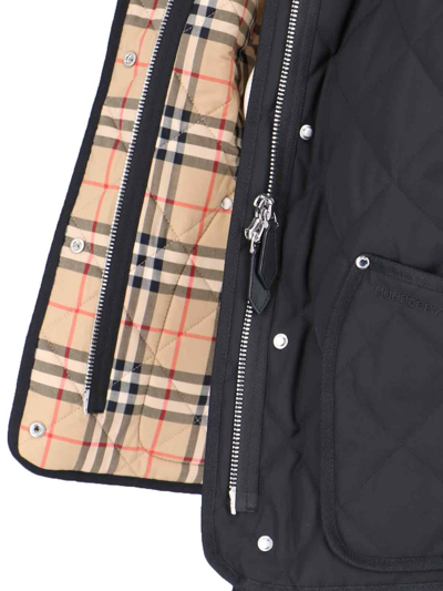 Shop Burberry Long Sleeved Quilted Jacket In Nero
