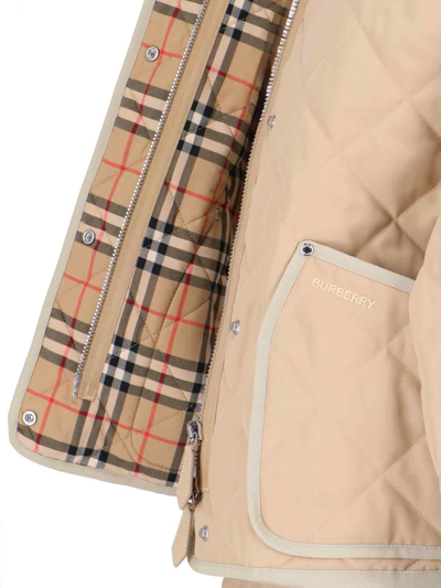 Shop Burberry Quilted Jacket In Beige