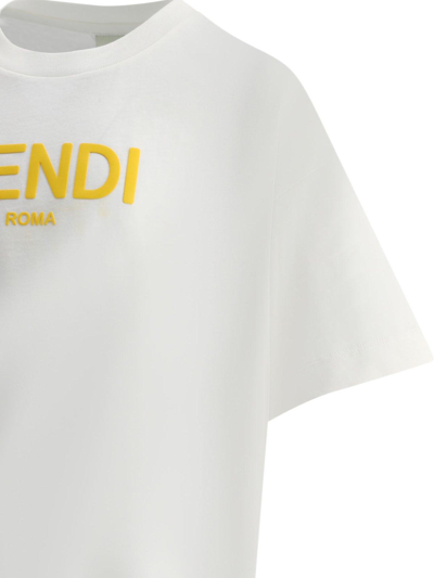 Shop Fendi Logo Printed Crewneck T-shirt In White