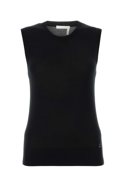 Shop Chloé Sleeveless Knitted Top In Nero