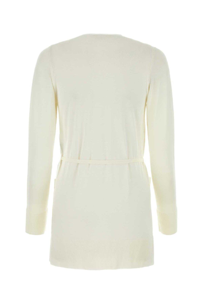 Shop Chloé Belted Knitted Cardigan In Bianco