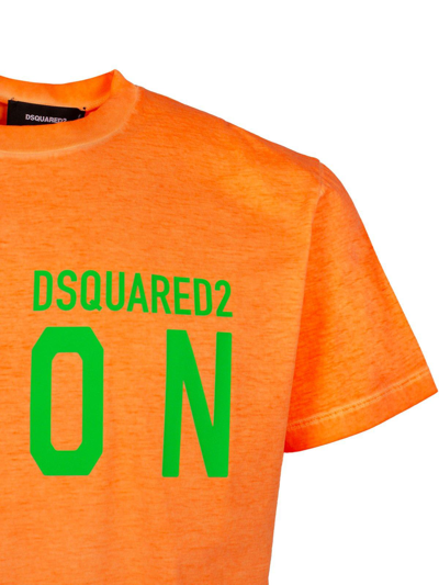 Shop Dsquared2 Logo Icon Printed Crewneck T-shirt In Orange