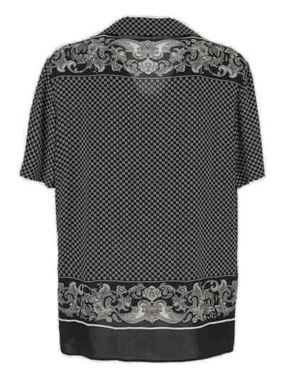 Shop Balmain Paisley Printed Short-sleeved Shirt In Black