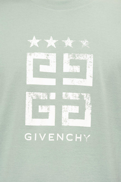 Shop Givenchy Faded 4g Logo Printed Crewneck T-shirt In Light Blue