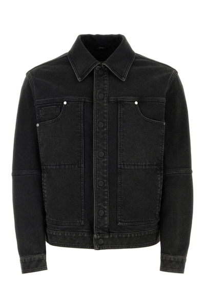 Shop Fendi Black Stretch Denim Jacket