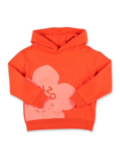 Shop Kenzo Boke Logo-printed Long Sleeved Hoodie In Orange