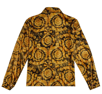 Shop Versace Barocco-printed Buttoned Shirt In Gold