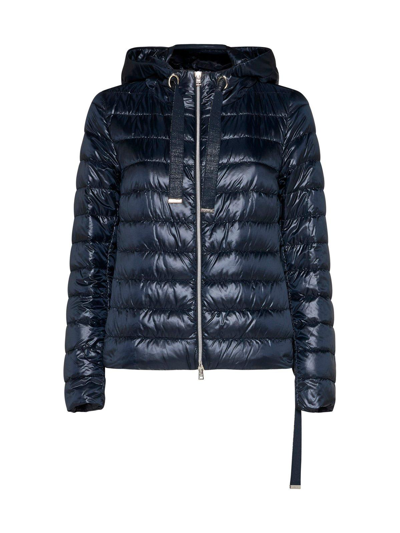 Shop Herno Quilted Hooded Coat In Blu