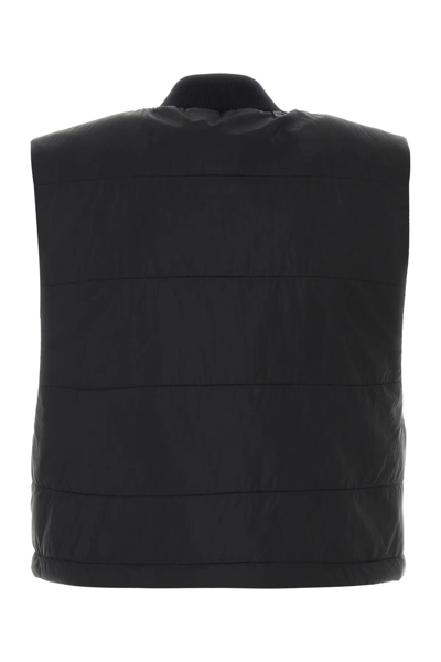 Shop Palm Angels Black Nylon Vest In Nero