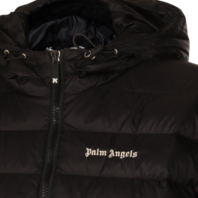 Shop Palm Angels Logo Detailed Quilted Jacket In Nero