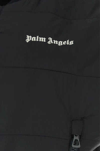 Shop Palm Angels Black Nylon Vest In Nero