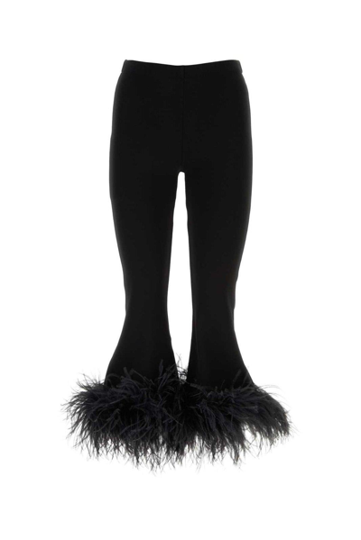 Shop Valentino Feather-trim Cropped Trousers In Nero