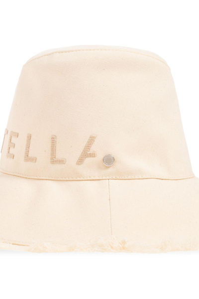 Shop Stella Mccartney Logo Embroidered Bucket Hat In Bianco
