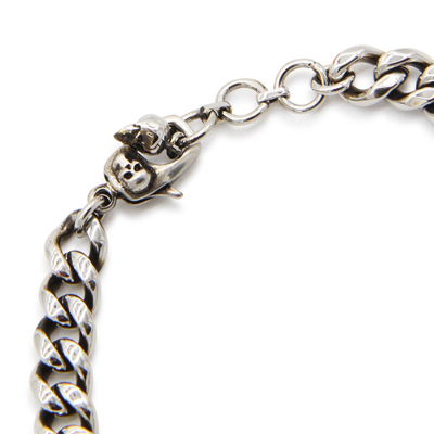 Shop Alexander Mcqueen Ivy Skull Charm Curb Chained Bracelet In Argento