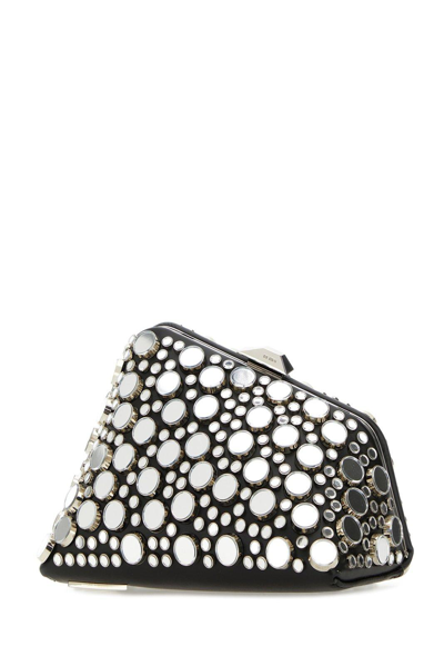 Shop Attico Midnight Stud-embellished Clutch Bag In Nero