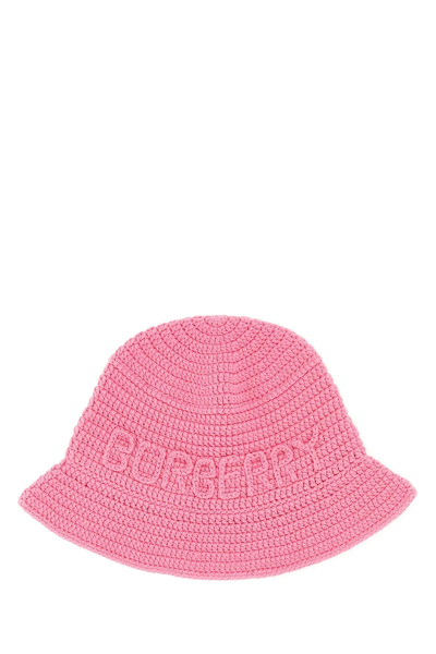 Shop Burberry Pink Crochet Bucket Hat In Rosa