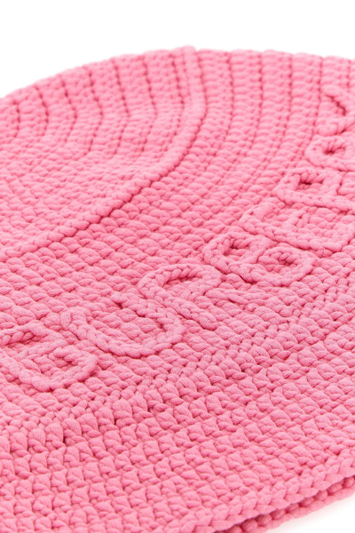 Shop Burberry Pink Crochet Bucket Hat In Rosa
