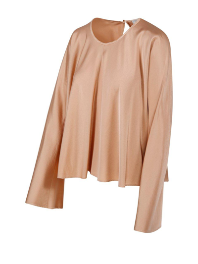 Shop Forte Forte Panelled Round Neck Blouse In Beige