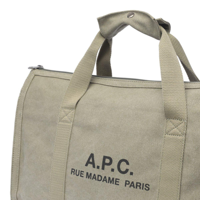 Shop Apc Logo Printed Tote Bag In Jaa Kaki