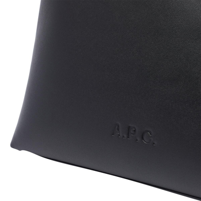 Shop Apc Logo Embossed Medium Tote Bag In Lzz Black