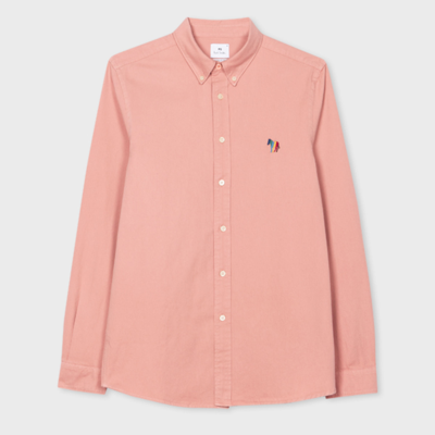 Shop Ps By Paul Smith Pale Pink Organic Cotton Twill 'broad Stripe Zebra' Shirt