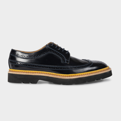 Shop Paul Smith Navy High-shine Leather 'count' Brogues Blue In Blues