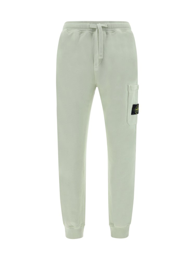 Shop Stone Island Logo Patch Drawstring Sweatpants In Green