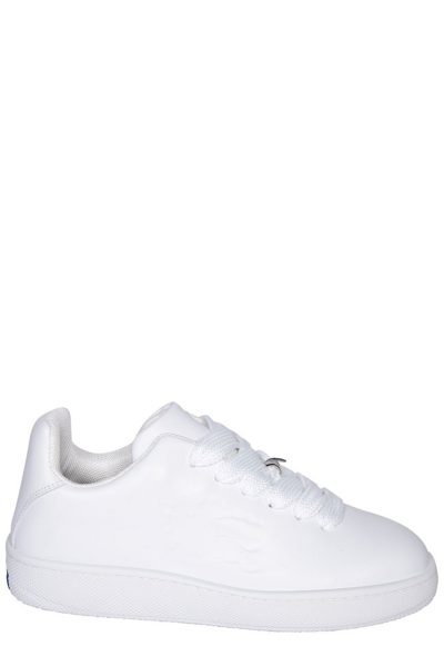 Shop Burberry Logo Embossed Lace In White