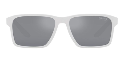 Shop Prada Eyewear Rectangular Frame Sunglasses In White