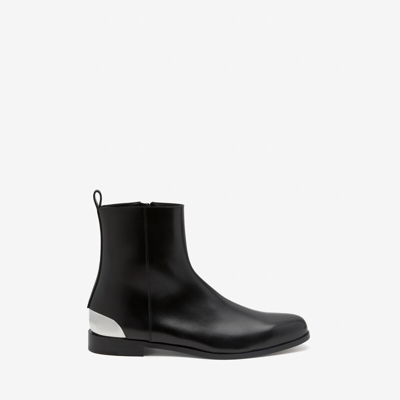 Shop Alexander Mcqueen Metal Heel Boot In Black/silver