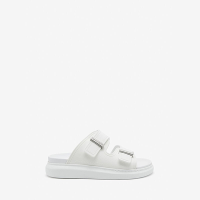Alexander Mcqueen Engraved-logo Open-toe Sandals In Ivory