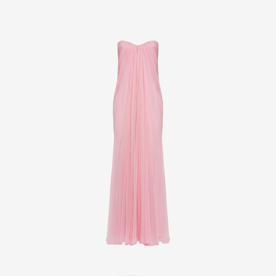 Shop Alexander Mcqueen Bustier Evening Dress In Pale Pink