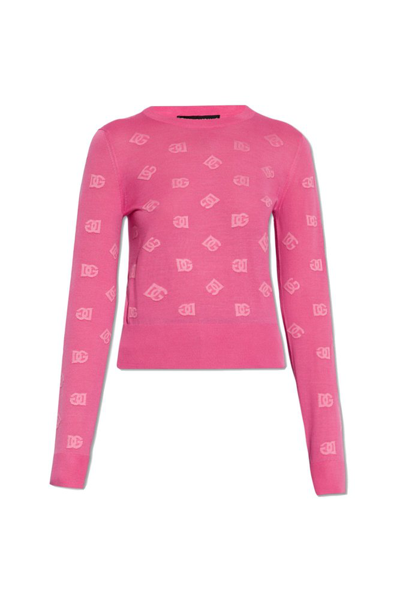 Shop Dolce & Gabbana Monogram Jacquard Jumper In Pink