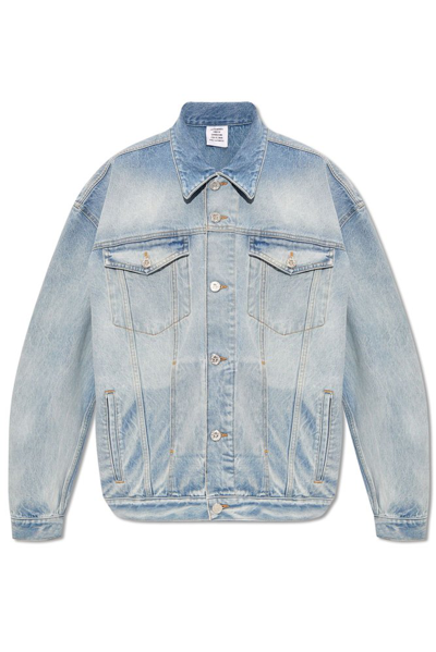 Shop Vetements Oversize Denim Jacket In Blue