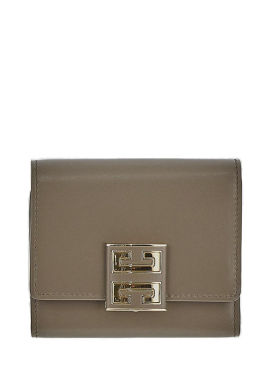 Shop Givenchy 4g Plaque Trifold Wallet In Beige
