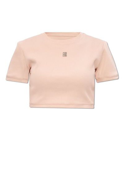 Shop Givenchy Logo Plaque Cropped Top In Pink