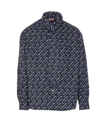 Shop Kenzo By Verdy Allover Logo Printed Shirt In Blue