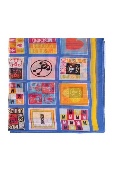 Shop Moschino Graphic Printed Scarf In Multi