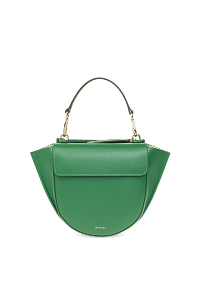 Shop Wandler Mini Hortensia Logo Printed Shoulder Bag In Green