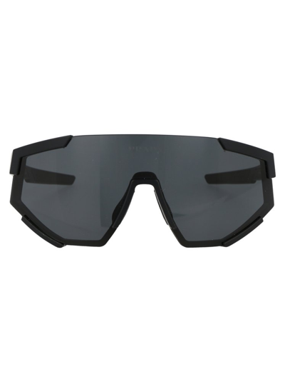 Shop Prada Eyewear Shield Frame Sunglasses In Black