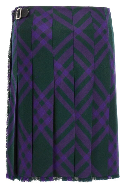 Burberry Check Print Kilt With Belted Detail In Multicolor