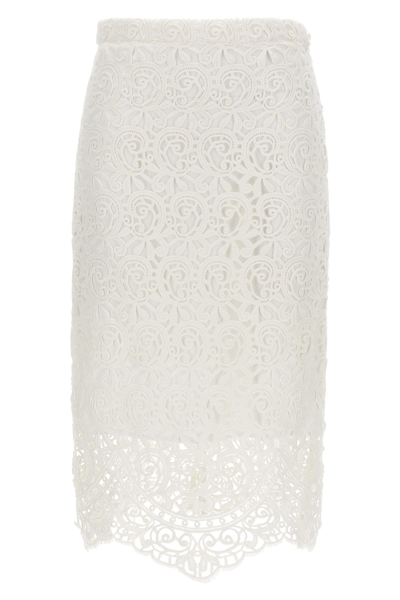 Shop Burberry Women Lace Skirt In White