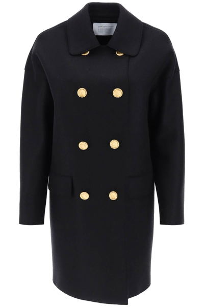 Shop Harris Wharf London Midi Coat In Pressed Wool Women In Black