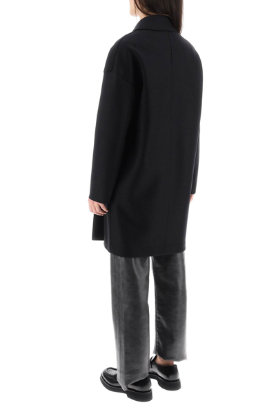 Shop Harris Wharf London Midi Coat In Pressed Wool Women In Black