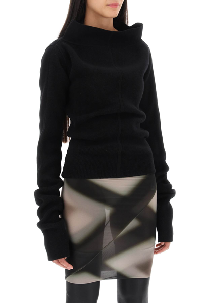 Shop Rick Owens Cowl Neck Cashmere Sweater Women In Black