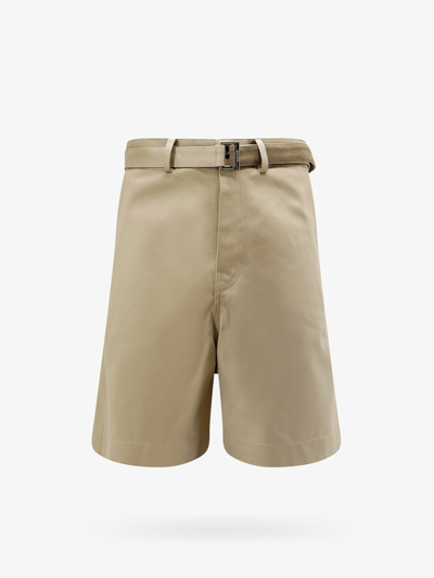 Shop Sacai Man Bermuda Shorts Man Beige Bermuda Shorts In Cream